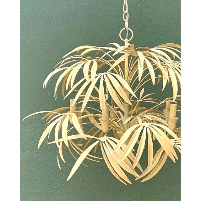Metal Vintage Currey and Company “Calliope” Palm Frond Chandelier For Sale - Image 7 of 12