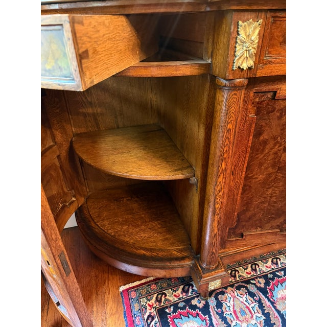 Rare Louis XVI Burl Wood Demilune Sideboard With Calacatta Vagli Oro Marble Top & Bronze Ormolu For Sale - Image 15 of 18