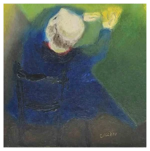 Roberto Cuccaro, Card Players, Original Oil on Cardboard, 2000s
