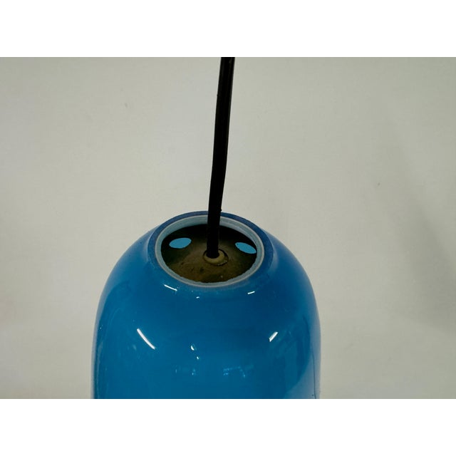 Italian Long Blue Glass Pendant, 1960s For Sale - Image 6 of 9