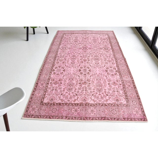 Pink Vintage Anatolian Oushak Pink Rug For Sale - Image 8 of 9