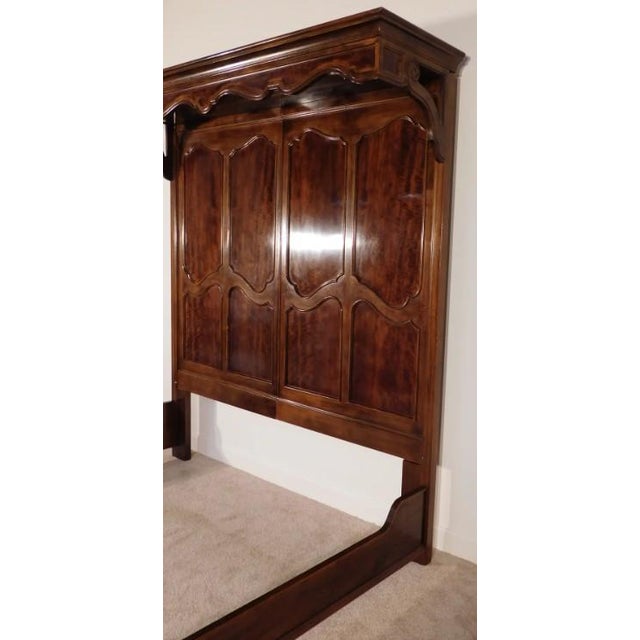Wood 1980s Henredon Standard King-Size Villandry French Half-Tester Flame Walnut Bedframe For Sale - Image 7 of 9