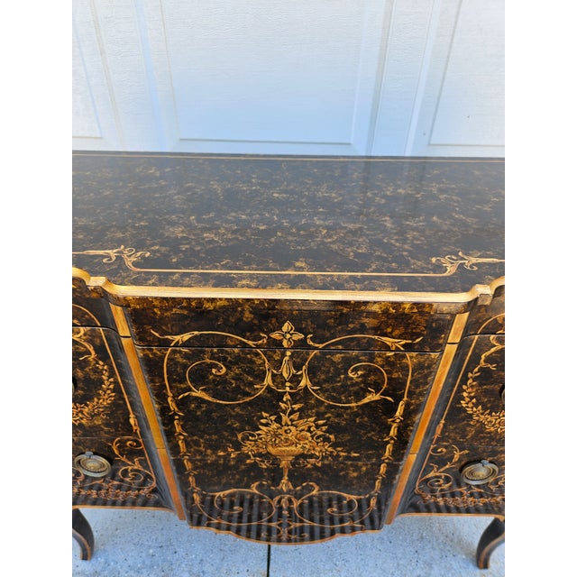Black Widdicomb Black Lacquered and Gilt Venetian Chest Commode For Sale - Image 8 of 18