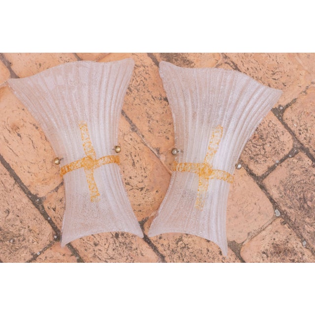 Pair of Large Size Vintage Italian Murano Glass Wall Sconces, 1970 For Sale - Image 11 of 11