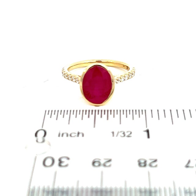 Natural Ruby Diamond Ring 6.75 14k Y Gold 4.38 TCW Certified For Sale In New York - Image 6 of 18
