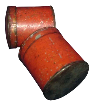 American 19th Century Red Paint Decorated Tole Spice Pantry Boxes or Canisters - A Pair
