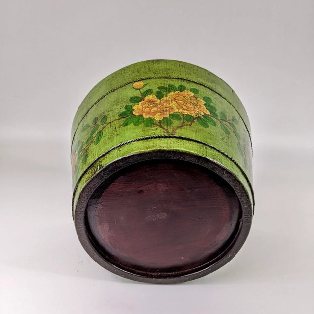 20th Century Hand Painted Wooden Bucket With Handle For Sale - Image 4 of 7