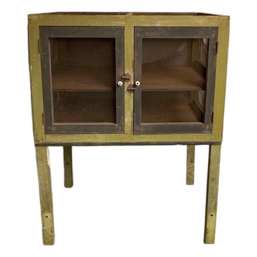 Early Primitive Pie Safe Kitchen Hutch Wire Screen For Sale