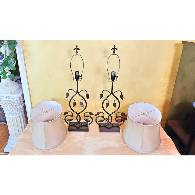 Rustic Wrought Iron Vine Table Lamps - a Pair For Sale - Image 11 of 12