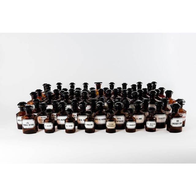 Vintage Amber Pharmacy Bottles, 1960, Set of 67 For Sale - Image 13 of 13