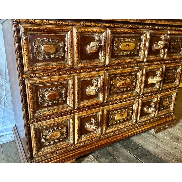 Late 19th Century Carved Continental European Chest or Console in the Alpine Tradition With Figural Fronts For Sale - Image 4 of 12