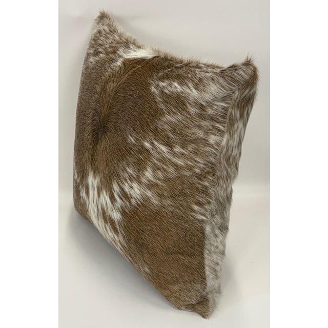 Contemporary Reversible 18” X 18” Premium Brazilian Speckled Cowhide Pillow Cover – Short Hair - Handcrafted by Pablo Sota Designs For Sale - Image 3 of 11