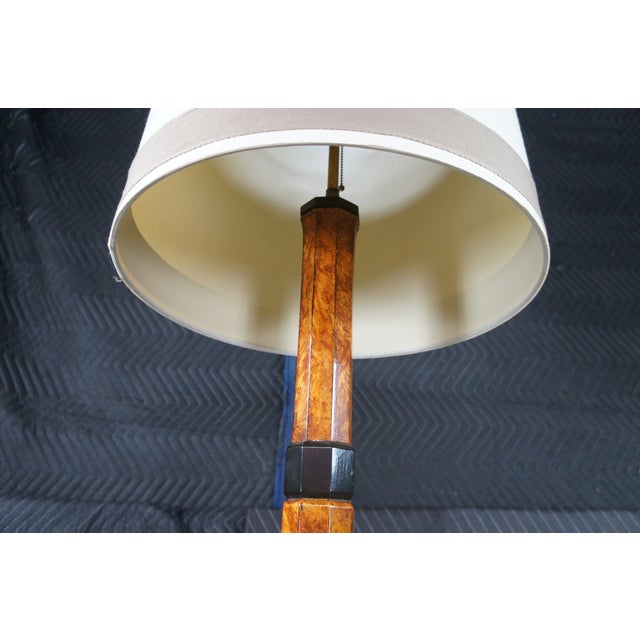 Antique Art Deco Swedish Grace Period Ebonized Burl Wood Floor Lamp 69" For Sale - Image 10 of 17