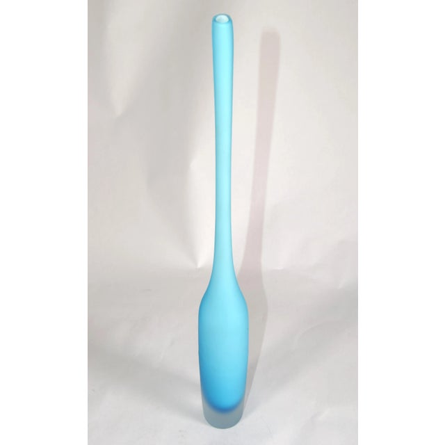 1980s Italian Cornflower Blue Scavo Glass Wheat Vase Vessel Mid-Century Modern For Sale - Image 10 of 14