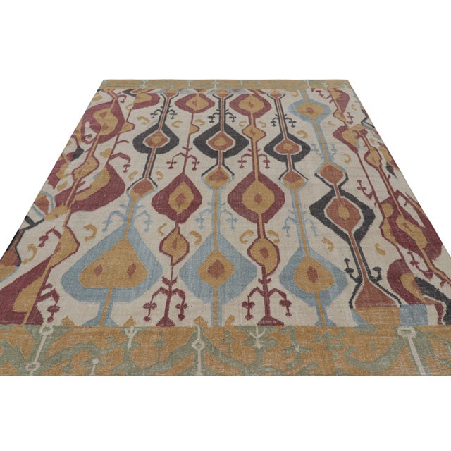 Rug & Kilim Rug & Kilim’s Modern Classics Flatweave Rug in Cream-White With Ikats Patterns For Sale - Image 4 of 7