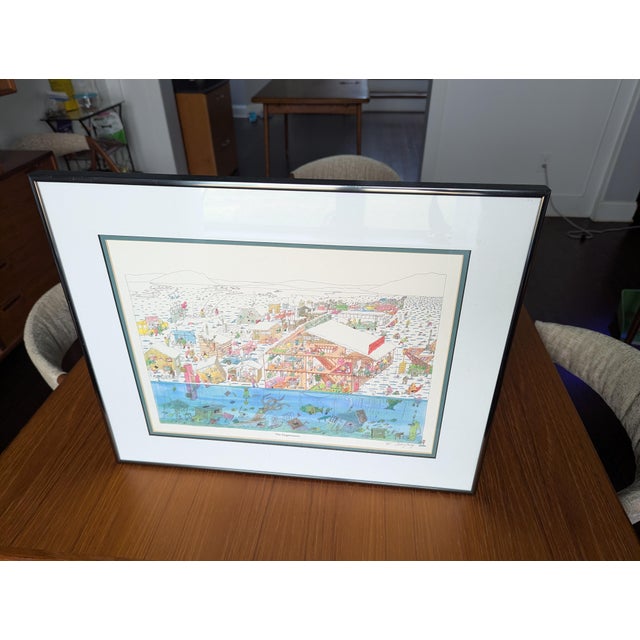 An authentic, pencil-signed vintage 1987 satirical cartoon print titled "The Augernauts" by acclaimed Pennsylvania...