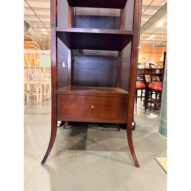 Late 20th Century Late 20th Century Barbara Barry for Baker Mahogany Étagère With Open Shelving and Lower Drawer For Sale - Image 5 of 10