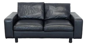 Ekornes Batick Stressless Black Leather Loveseat - Modern Comfort