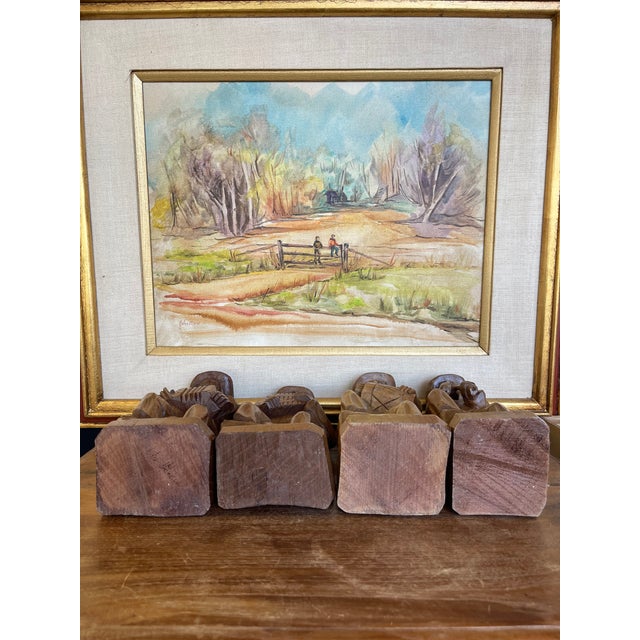 Vintage Hand-Carved Wood Folk Art Musician Figurines, Set of 4 Seated Players For Sale - Image 11 of 11