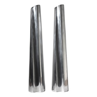 Tall Aluminum Vases, 1980, Set of 2 For Sale