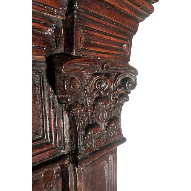 Wood Antique Carved Wooden Display Cabinet with Sculpted Capitals in Walnut For Sale - Image 7 of 12