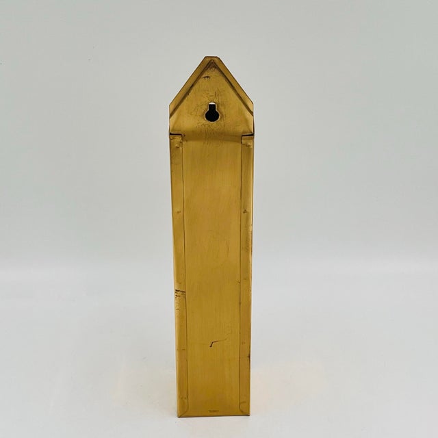 Metal Vintage Brass Wall Mounted Match Stick Holder With Scallop Shell For Sale - Image 7 of 9