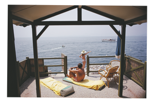 Slim Aarons, Beach Hut in Antibes, C-Print Seascape Photograph