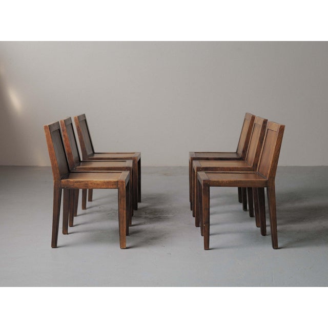 Architectural Oak Chairs, France, 1970, Set of 6 For Sale - Image 10 of 18