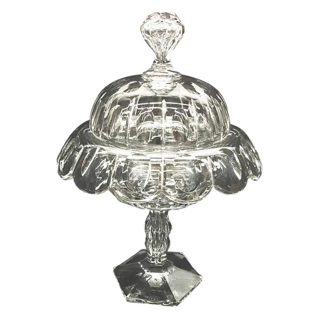19th Century English Crystal Lidded Coupe For Sale