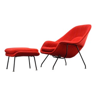 Vintage Lounge Chair and Ottoman by Eero Saarinen for Knoll International, 1960s, Set of 2 For Sale