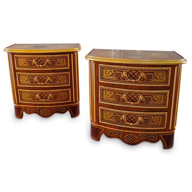 1980s 1980s Pair of Italian Wood and Bronze Nightstands For Sale - Image 5 of 8