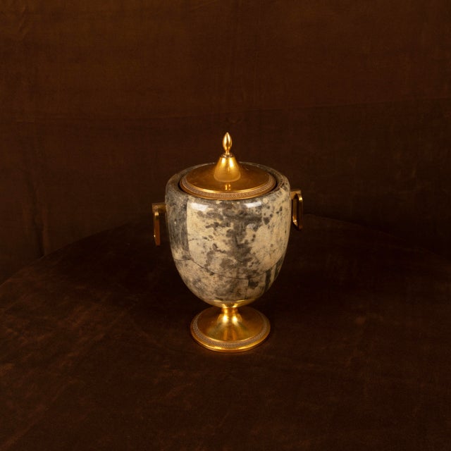 Grey Parchment and Brass Thermos Glacette by Macabo for Cusano Milanino, Italy, 1950 For Sale - Image 12 of 17
