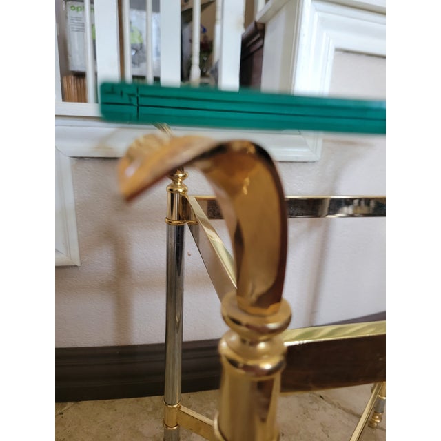Metal Mid 20th Century Brass and Glass Side Table For Sale - Image 7 of 12
