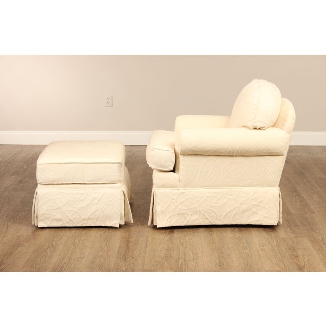 Ethan Allen Ethan Allen Upholstered Lounge Chair and Ottoman For Sale - Image 4 of 12