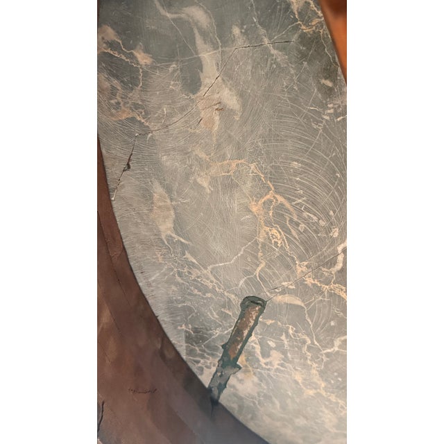 Antique Octagonal Black Marble Top Mahogany Center Table on Porcelain Casters For Sale - Image 15 of 15