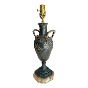 Single Bronze Empire Satyr Head Table Lamp