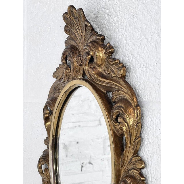 Antique Round Gilded Bronze Mirror For Sale - Image 6 of 8
