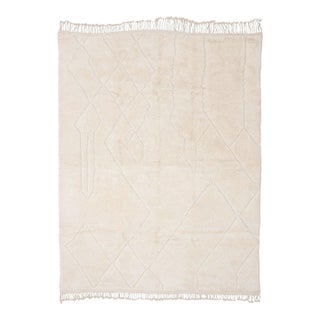 Asymmetric Diamond & Line Tone-on-Tone Hand-Knotted Wool Rug | 13'3" X 10'2" | One of a Kind For Sale