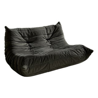 Togo Two-Seater Sofa in Grey Alcantara by Michel Ducaroy for Ligne Roset, 2002 For Sale