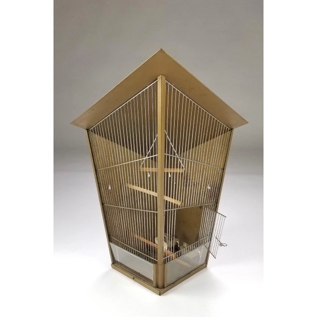 1950s Mid Century Modern Architectural Corner Mount Birdcage For Sale - Image 5 of 6