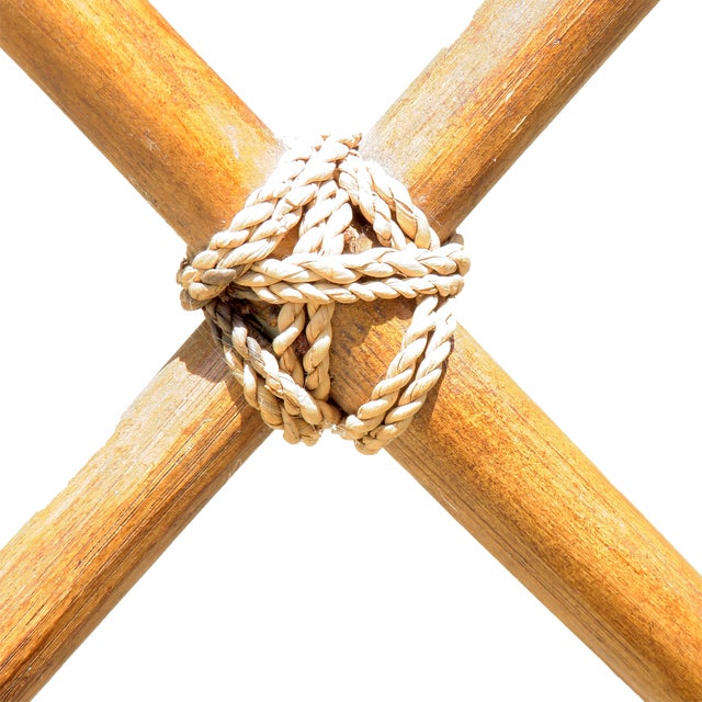 Textile Bamboo & Rope Nautical / Beach Accent Table For Sale - Image 7 of 10