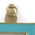 Aqua enamel wall frame trimmed in textured gold, holds 4 x 4 photo. 9.5h x 6.3w x .8d