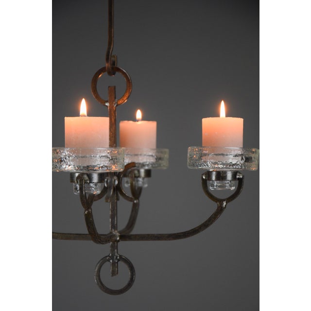 Mid-Century Modern Wrought Iron and Glass Ceiling Candle Holder from Iittala, 1970s For Sale - Image 10 of 12