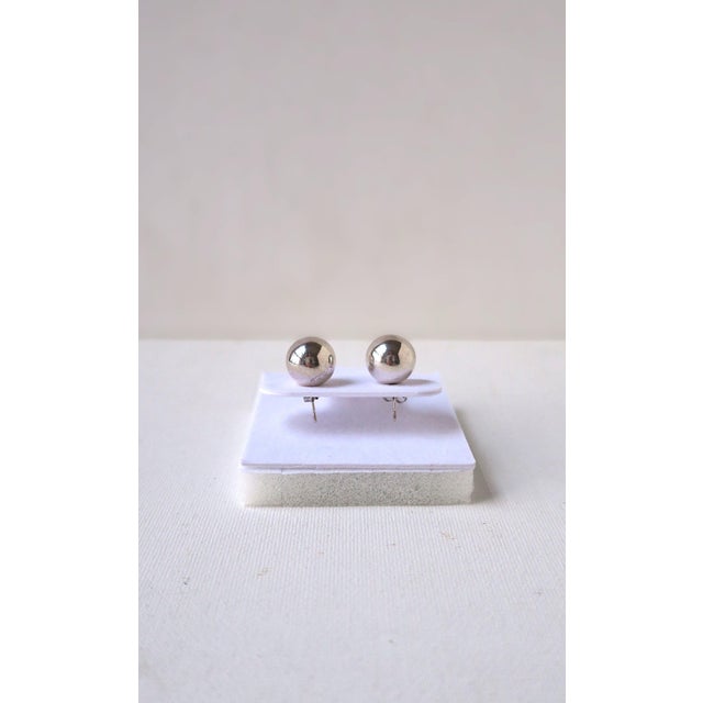 Sterling Silver Ball Earrings, in the Style of Tiffany & Co., Pair, Circa Late-20th Century For Sale - Image 14 of 14