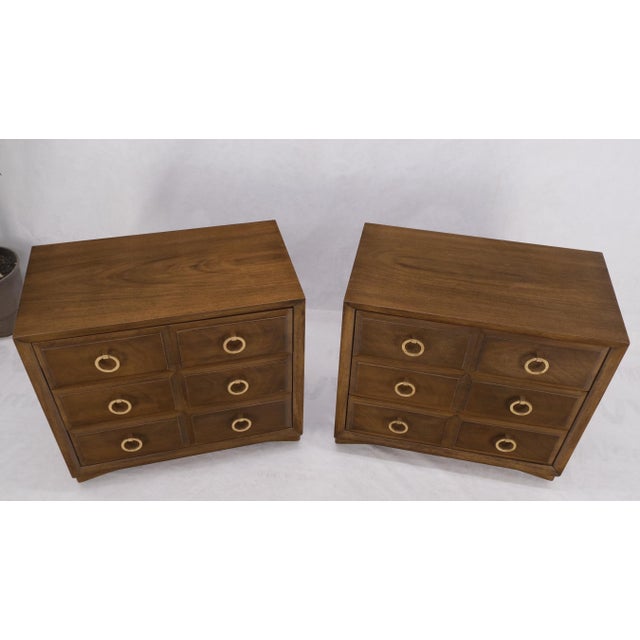 Pair of Gibbings Widdicomb Solid Brass Ring Drop Pulls Bachelor Chests Dressers For Sale - Image 9 of 18