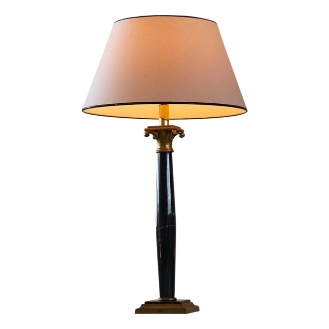 Neoclassical Table Lamp in Marble and Brass, 1970s For Sale