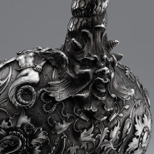 Antique Italian Silver Three Piece Tea Set by G.Accarisi, 1890, Set of 3 For Sale - Image 16 of 18
