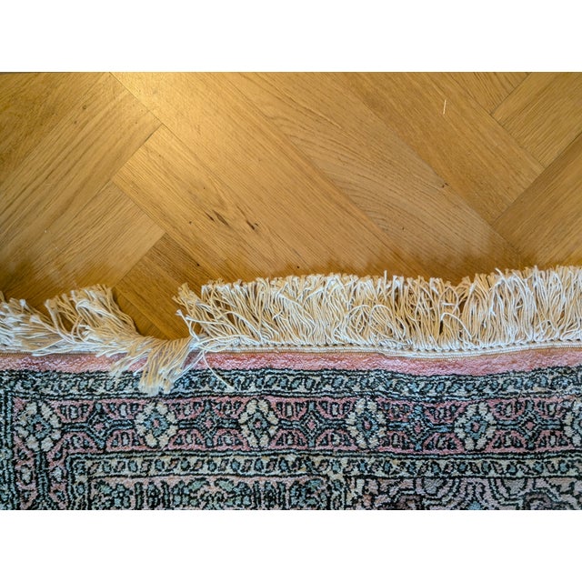 Long Vintage Indo-Kashmir Silk Runner Rug, 1970s For Sale - Image 9 of 12