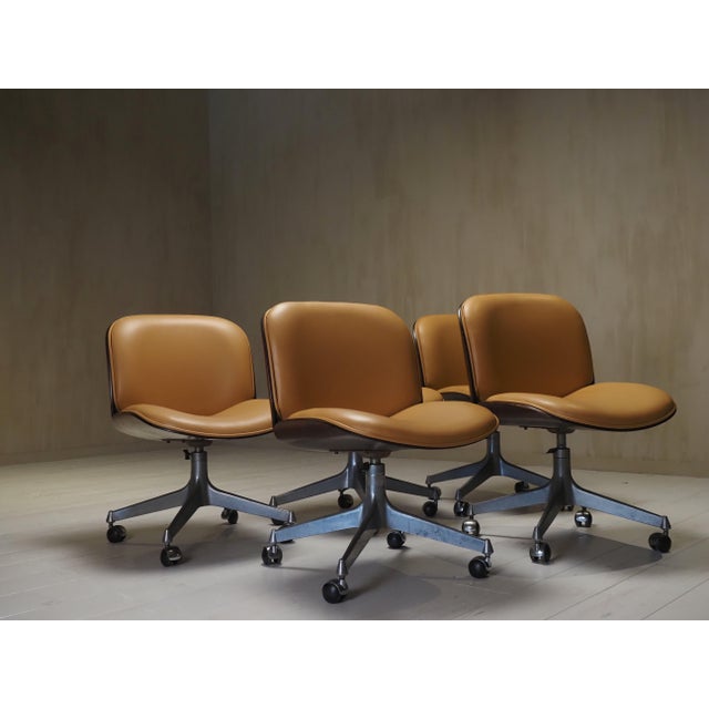 Mid-Century Modern Office Chairs attributed to MIM Roma, 1958, Set of 5 For Sale - Image 3 of 9