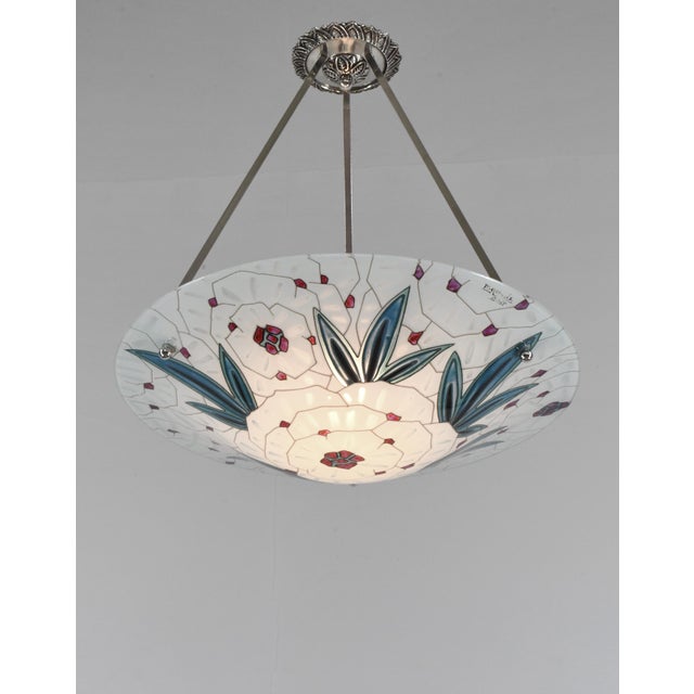1930s Large French Art Deco Pendant Light by Maxonade - 1930 Chandelier France For Sale - Image 5 of 15
